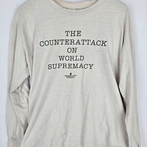 X 2 SUPREME LS White Graphic T -Shirt ‘COUNTERATTACK SUPREMACY’ & FACES sz M